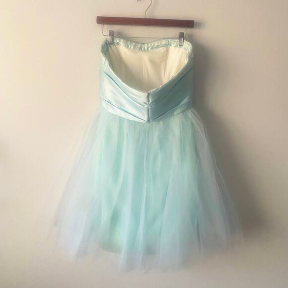 ML Monique Lhuillier Katerina Dress Light Blue Strapless Knee Length Size‎ 10 - Picture 6 of 8